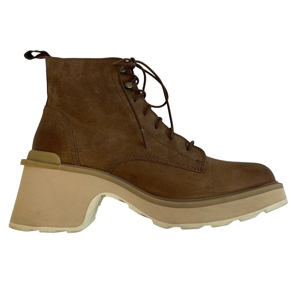 Sorel Womens Hi-Line Brown Lace-Up Platform Boots Size 10.5 US EUC Leather